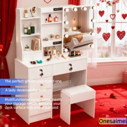 (Winter Gift) Brand-new bedroom dressing table with vanity mirror featuring three colour modes and adjustable brightness