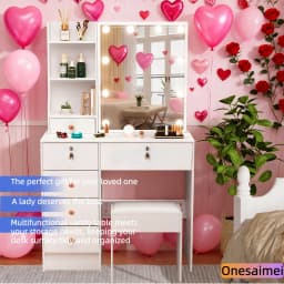 (Winter Gift) Brand-new bedroom dressing table with vanity mirror featuring three colour modes and adjustable brightness