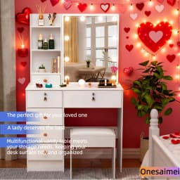 (Winter Gift) Brand-new bedroom dressing table with vanity mirror featuring three colour modes and adjustable brightness