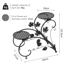 2 PCS Metal Plant Stand Heart-shape Flower Pot Display Holder Garden Support