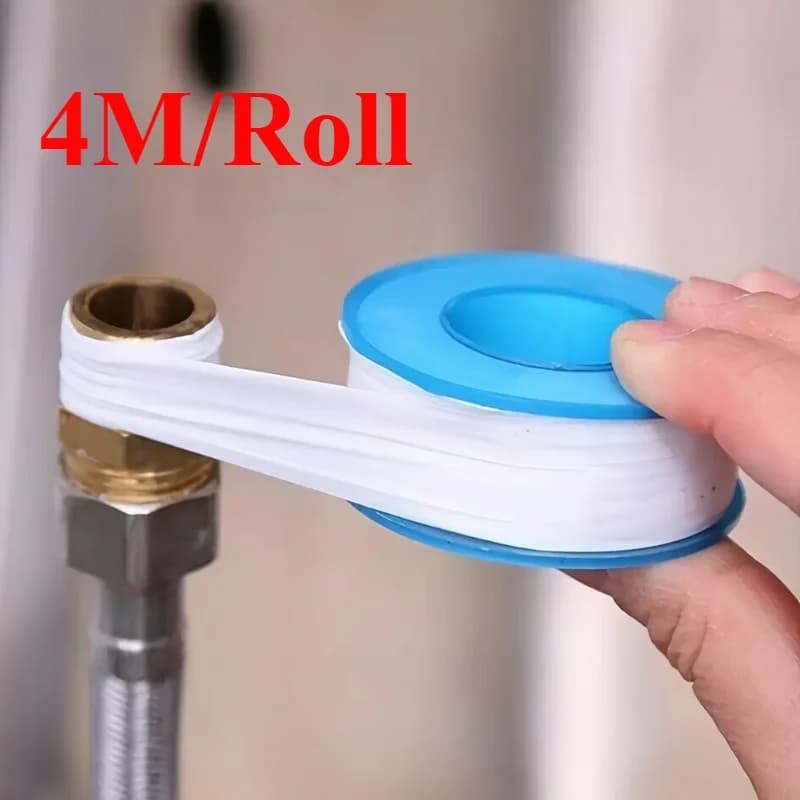 4M PTFE Water Pipe Tape Oil-free Sealing Tape Fitting Thread Seal Tape White Pipe Thread Seal Raw Material Tape Home Essential