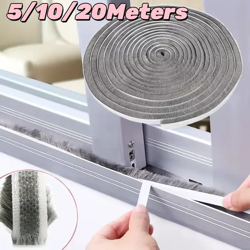 20/10/5Meters Brush Strip Self Adhesive Door Window Sealing Strip Home Door Window Sound Insulation Wind-proof Strip Gasket