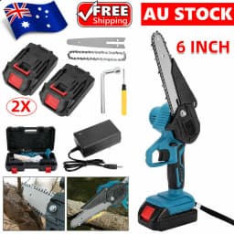 6inch Electric Chainsaw Cordless Rechargeable Wood Trimming Cutter Saw Chain Saws Garden Tools with 2 Batteries