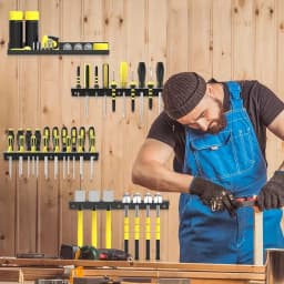 Metal Tool Organizer Wall Mount for Storage of Screwdrivers, Pliers, Hammers, and Wrenches in Workshop