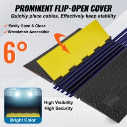 SucceBuy Rubber Cable Protector Ramp5Channel22000 lbs/axle Capacity Heavy Duty Wire Cover Ramp ADA Compliant Indoor&Outdoor