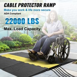 SucceBuy Rubber Cable Protector Ramp5Channel22000 lbs/axle Capacity Heavy Duty Wire Cover Ramp ADA Compliant Indoor&Outdoor