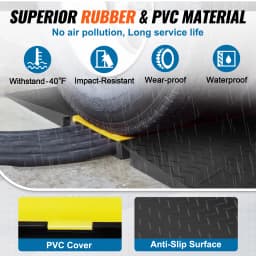 SucceBuy Rubber Cable Protector Ramp5Channel22000 lbs/axle Capacity Heavy Duty Wire Cover Ramp ADA Compliant Indoor&Outdoor