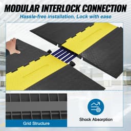 SucceBuy Rubber Cable Protector Ramp5Channel22000 lbs/axle Capacity Heavy Duty Wire Cover Ramp ADA Compliant Indoor&Outdoor