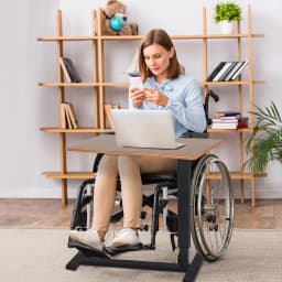 Adjustable Height Overbed Table with Hidden Wheels - Mobile Bedside Desk for Laptop, Hospital Bed, Sofa & Home Use