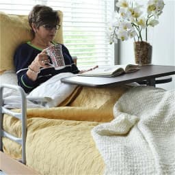Adjustable Height Overbed Table with Hidden Wheels - Mobile Bedside Desk for Laptop, Hospital Bed, Sofa & Home Use