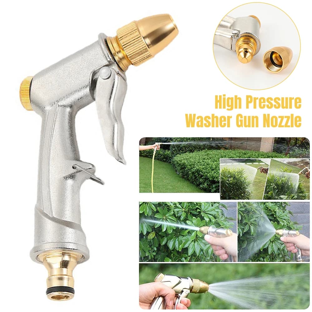 High Pressure Power Water Spray Gun Garden Hose Long Brass Nozzle For Car Washer