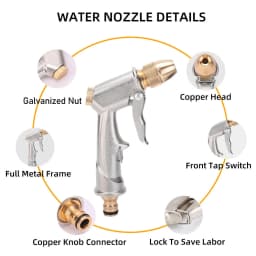 High Pressure Power Water Spray Gun Garden Hose Long Brass Nozzle For Car Washer