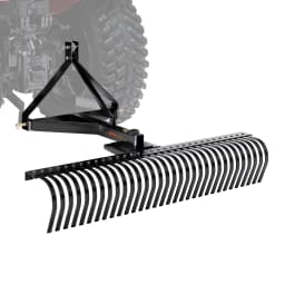 SucceBuy Pull-Behind Thatch Remover 60" Equipped with Steel Prong Tractor Compatible Hitch Garden Rake for Soil Preparation
