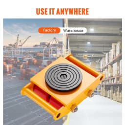 SucceBuy 6 / 8 / 12T Machinery Skate Dolly Industrial Mover with 4 PU Wheels & 360° Non-Slip Cap for Warehouse Workshop Factory