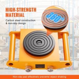 SucceBuy 6 / 8 / 12T Machinery Skate Dolly Industrial Mover with 4 PU Wheels & 360° Non-Slip Cap for Warehouse Workshop Factory
