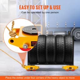 SucceBuy 6 / 8 / 12T Machinery Skate Dolly Industrial Mover with 4 PU Wheels & 360° Non-Slip Cap for Warehouse Workshop Factory