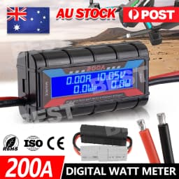 200A Watt Meter For Anderson Plug Power Analyser Solar Caravan Digital LCD DC12V