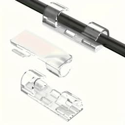 Clear Plastic Cable Clips - Transparent Wire Organizers for Wall & Desk Cable Management, Adhesive Cord Holders 2028