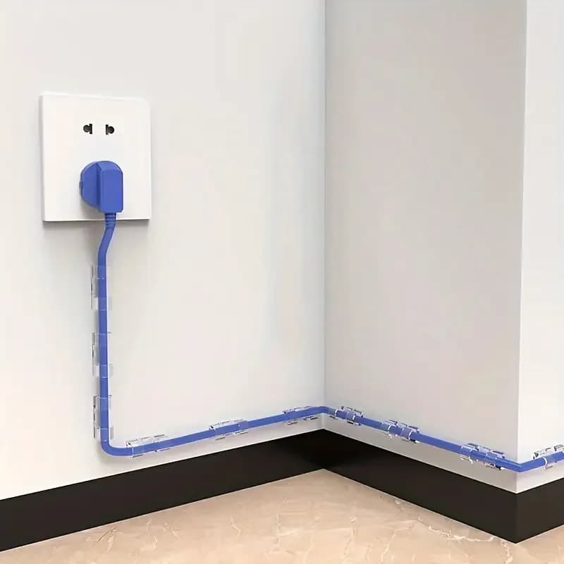 Clear Plastic Cable Clips - Transparent Wire Organizers for Wall & Desk Cable Management, Adhesive Cord Holders 2028
