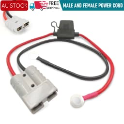 Fused Anderson Lead 50 amp 50A plug to 8mm Lugs, 50amp cable lead 250mm 50A10AWG