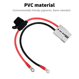 Fused Anderson Lead 50 amp 50A plug to 8mm Lugs, 50amp cable lead 250mm 50A10AWG