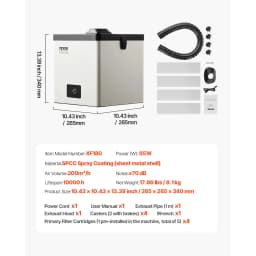 SucceBuy Solder Fume Extractor 85W Brushless Soldering Smoke Absorber 200m³/ h Strong Suction Purifier for Engraving Welding