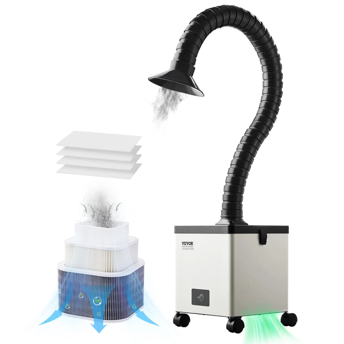 SucceBuy Solder Fume Extractor 85W Brushless Soldering Smoke Absorber 200m³/ h Strong Suction Purifier for Engraving Welding