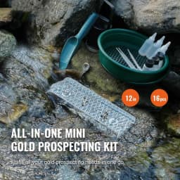 PORIYA Gold Panning Kit With Sluice Box 12" Aluminum Gold Mining Equipment 16 PC