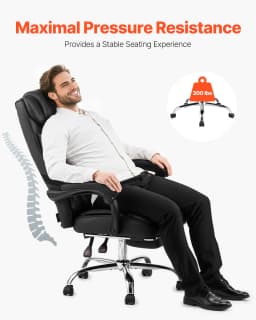 SucceBuy Executive Office Chair 300/400lb Capacity Chair Height Adjustable Ergonomic PU Leather Reclining Home Office Chair