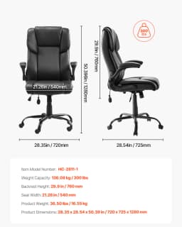 SucceBuy Executive Office Chair 300/400lb Capacity Chair Height Adjustable Ergonomic PU Leather Reclining Home Office Chair