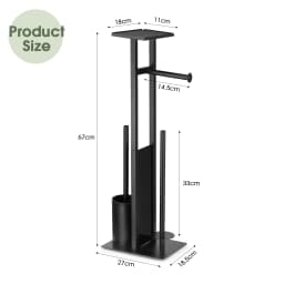 Maxkon Toilet Paper Roll Holder with Brush Phone Shelf Free Standing Tissue Storage Dispenser Bathroom Organiser Reserve Floor S