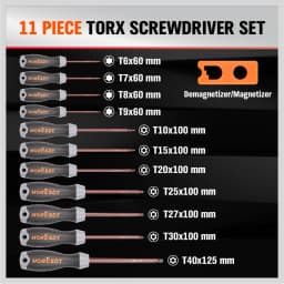 HORUSDY 12Pc Magnetic Torx Screwdriver Set Star Key Tamper Proof S2 Steel T6-T40 W/t Bag