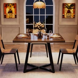 Tribesigns 31.5 Inches Small Dining Table for 4, Square Dinner Table for Small Space, Dining Room Tables, Rustic Brown
