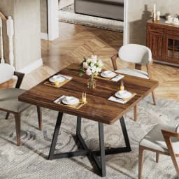 Tribesigns 31.5 Inches Small Dining Table for 4, Square Dinner Table for Small Space, Dining Room Tables, Rustic Brown