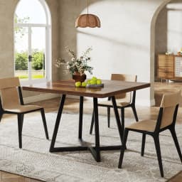 Tribesigns 31.5 Inches Small Dining Table for 4, Square Dinner Table for Small Space, Dining Room Tables, Rustic Brown