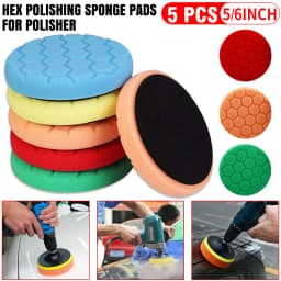 5pc/set 5"(125mm)/6"(150mm) Hex Logic Sponge Buffing Polishing Pads for Polisher