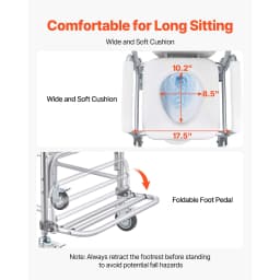 SucceBuy 350 lbs Bedside Commode Chair with Wheels 4-in-1 Portable Raised Toilet Seat with Padded Seat/Backrest/Flip-up Footrest