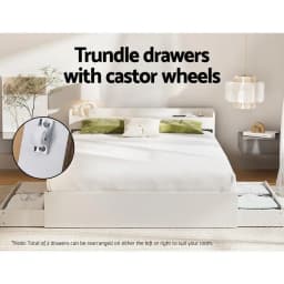 Queen Size Bed Frame with Charging Ports and 2 Storage Drawers Platform Mattress Base