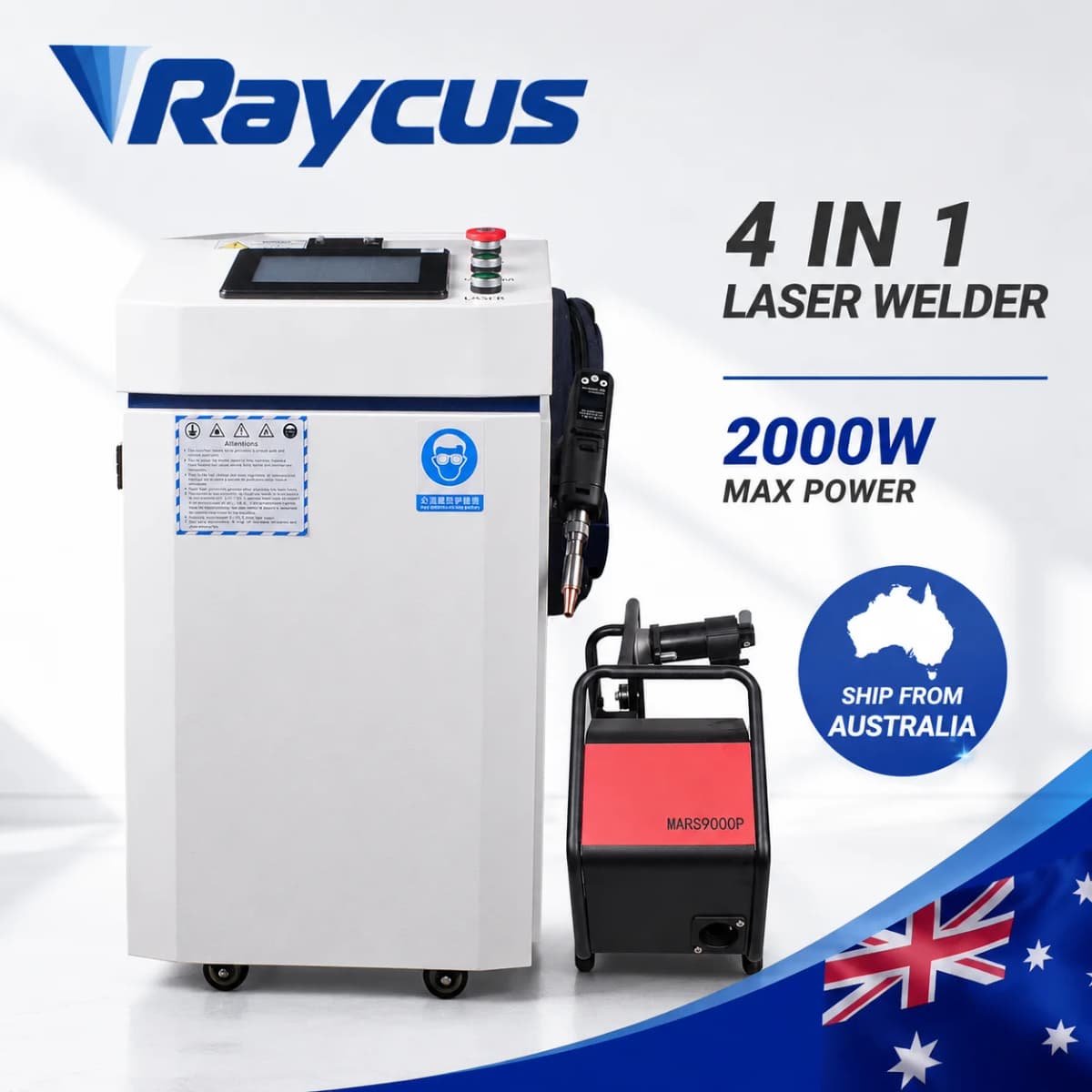 Raycus 2000W Laser Welder Handheld 4-in-1 Fiber Laser Welder Multi-Functional Metal Welding Cutting Cleaning & Soldering Machine HW980/SUP28T