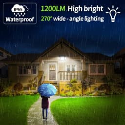 Intelamp Long Battery Life 6000mah Outdoor Solar Lights Security Flood Wall Lights Spotlight With Larger Solar Panel Faster Charging Two Motion Sensors Detect Longer&Wider For Garden Yard Garage