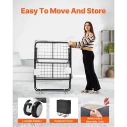 SucceBuy 31/38in Rollaway Bed Portable Twin Roll Away Bed with Metal Frame & Memory Foam Mattress Multi-functional Recliner