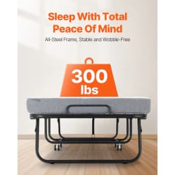 SucceBuy 31/38in Rollaway Bed Portable Twin Roll Away Bed with Metal Frame & Memory Foam Mattress Multi-functional Recliner