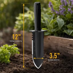 【SUNPOW】Durable Garden Trowel with Carry Bag - Small Trowel with Double Serrated Edge, Digging Blade for Gardening & Camping, with Measurement Scale