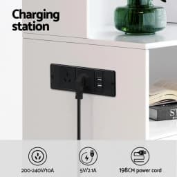 Bedside Table Nightstand with Charging Station Storage Drawer Modern Small Space End Table for Bedroom Living Room Home Use