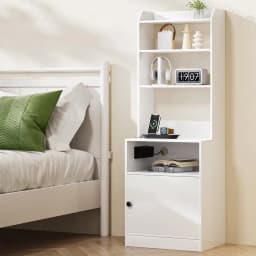 Bedside Table Nightstand with Charging Station Storage Drawer Modern Small Space End Table for Bedroom Living Room Home Use