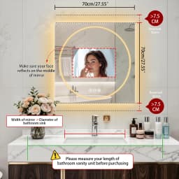 LUVODI 24x32" Modern Smart LED Bathroom Mirror,Tempered Glass Square-Oval Wall Backlit Vanity Dressing Shower Mirror,Dimmable Fogless Creative Makeup Mirror for Restroom