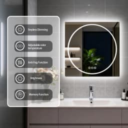 LUVODI 24x32" Modern Smart LED Bathroom Mirror,Tempered Glass Square-Oval Wall Backlit Vanity Dressing Shower Mirror,Dimmable Fogless Creative Makeup Mirror for Restroom