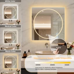 LUVODI 24x32" Modern Smart LED Bathroom Mirror,Tempered Glass Square-Oval Wall Backlit Vanity Dressing Shower Mirror,Dimmable Fogless Creative Makeup Mirror for Restroom