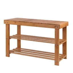 Bamboo Shoe Rack Bench 10 Pair Entryway Storage Organizer for Hallway and Bedroom