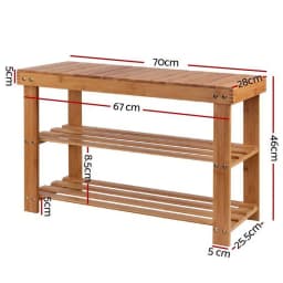 Bamboo Shoe Rack Bench 10 Pair Entryway Storage Organizer for Hallway and Bedroom